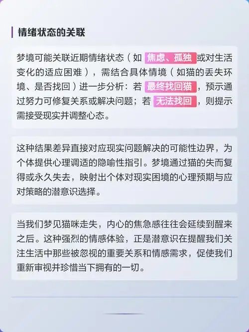 梦见自己的宠物猫丢失了这究竟预示着什么含义呢？