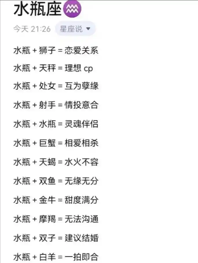水瓶座男生和双鱼座女生性格是否相配？