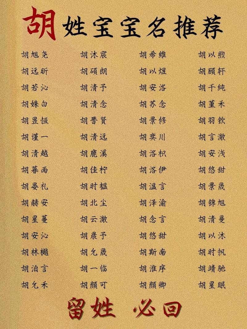 姓胡的宝宝取什么名字比较好？有没有什么好的建议？