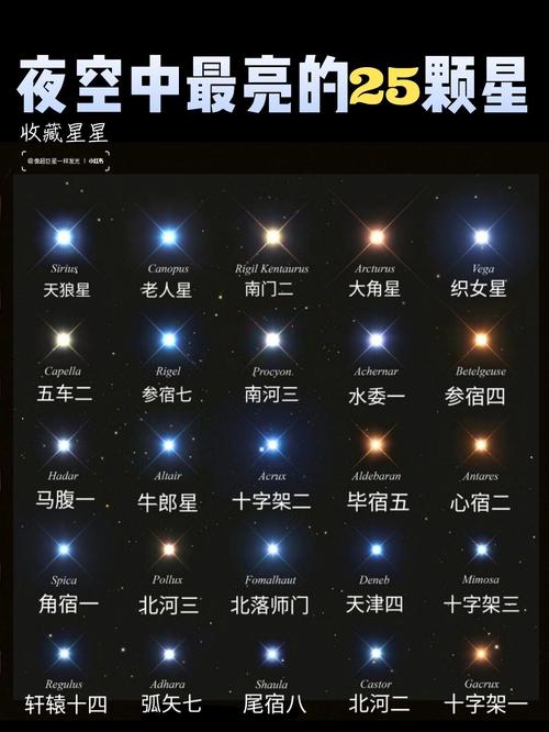 夜空中排名前十的亮星有哪些名称？