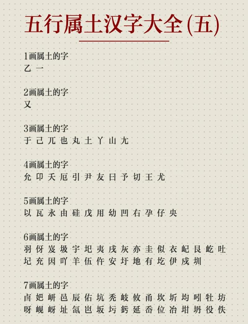 五行属土起名常用字有哪些，且笔画数为8画的字是哪些？