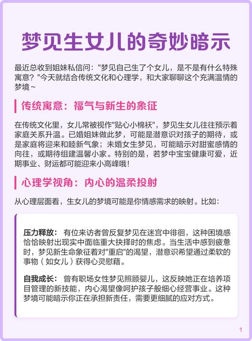 梦见生女儿预示着会生女儿吗？这梦境有什么特殊含义？