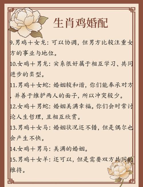 属鸡的人婚姻中与哪个属相最匹配？