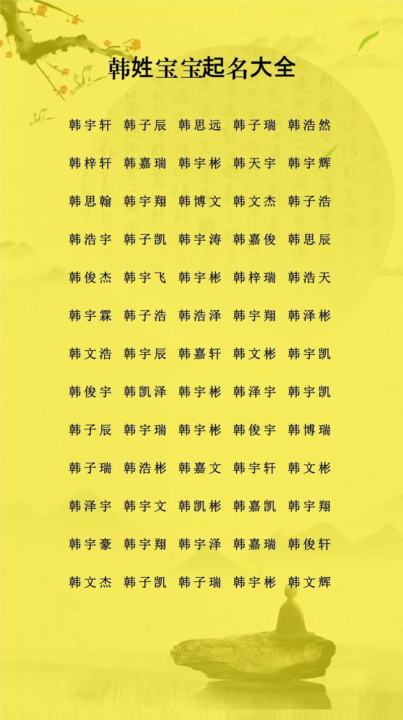 韩姓起个什么名字既好听又独特？
