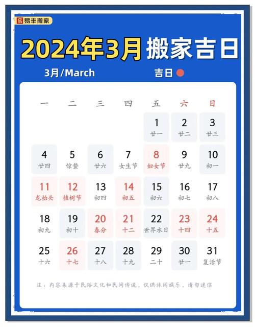 2026年3月有哪些黄道吉日适合搬家？