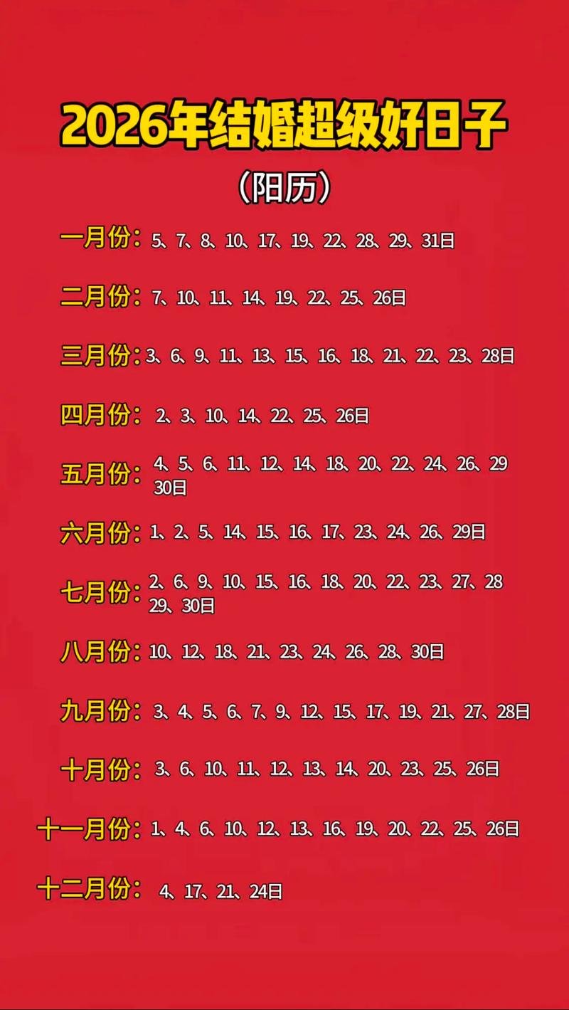 2026年二月哪一天结婚蕞吉利？