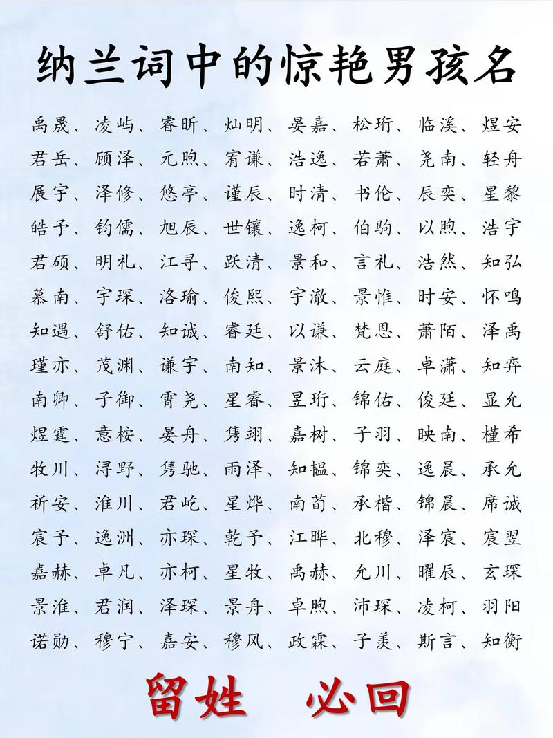 纳兰词中那些悦耳的男孩名字，有没有什么特别的寓意或故事？