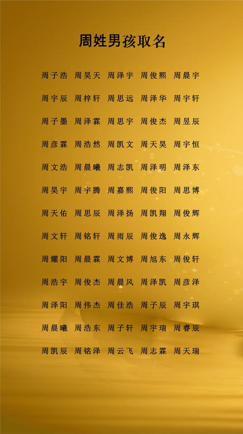 周姓好听的男孩名字有哪些推荐？