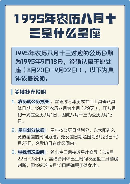 1994年农历8月13日对应的星座是什么？