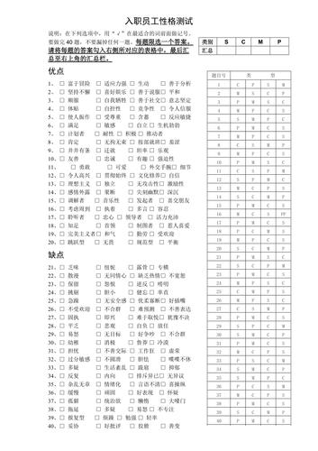 新员工入职性格测试题应该如何填写？