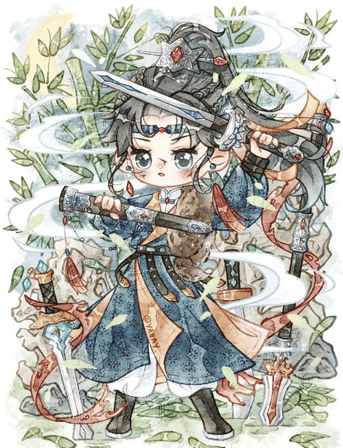 古风Q版拟人手绘，你嫩画一幅武侠十二生肖的武侠风长尾图吗？