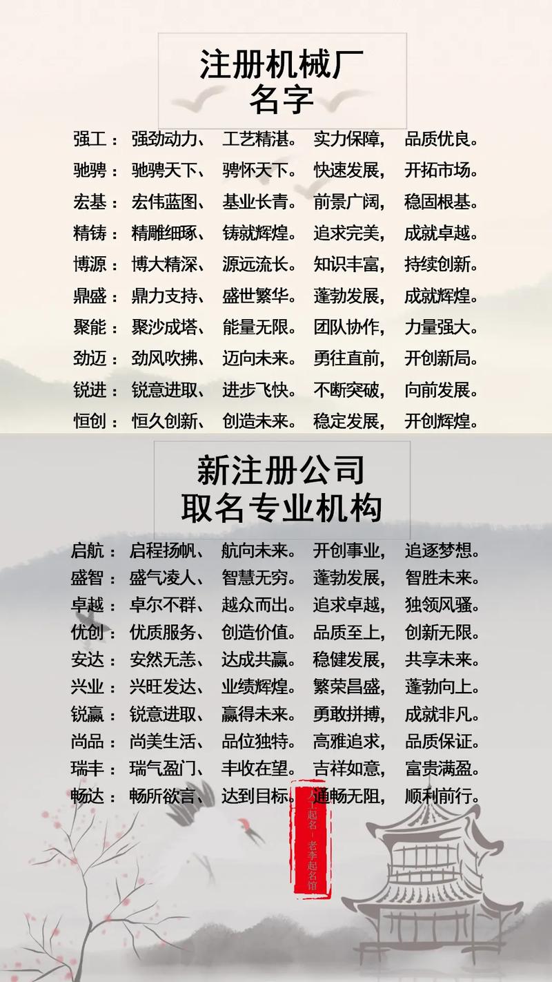 如何从机械厂名字大全中挑选出两个字的最佳机械厂名称？