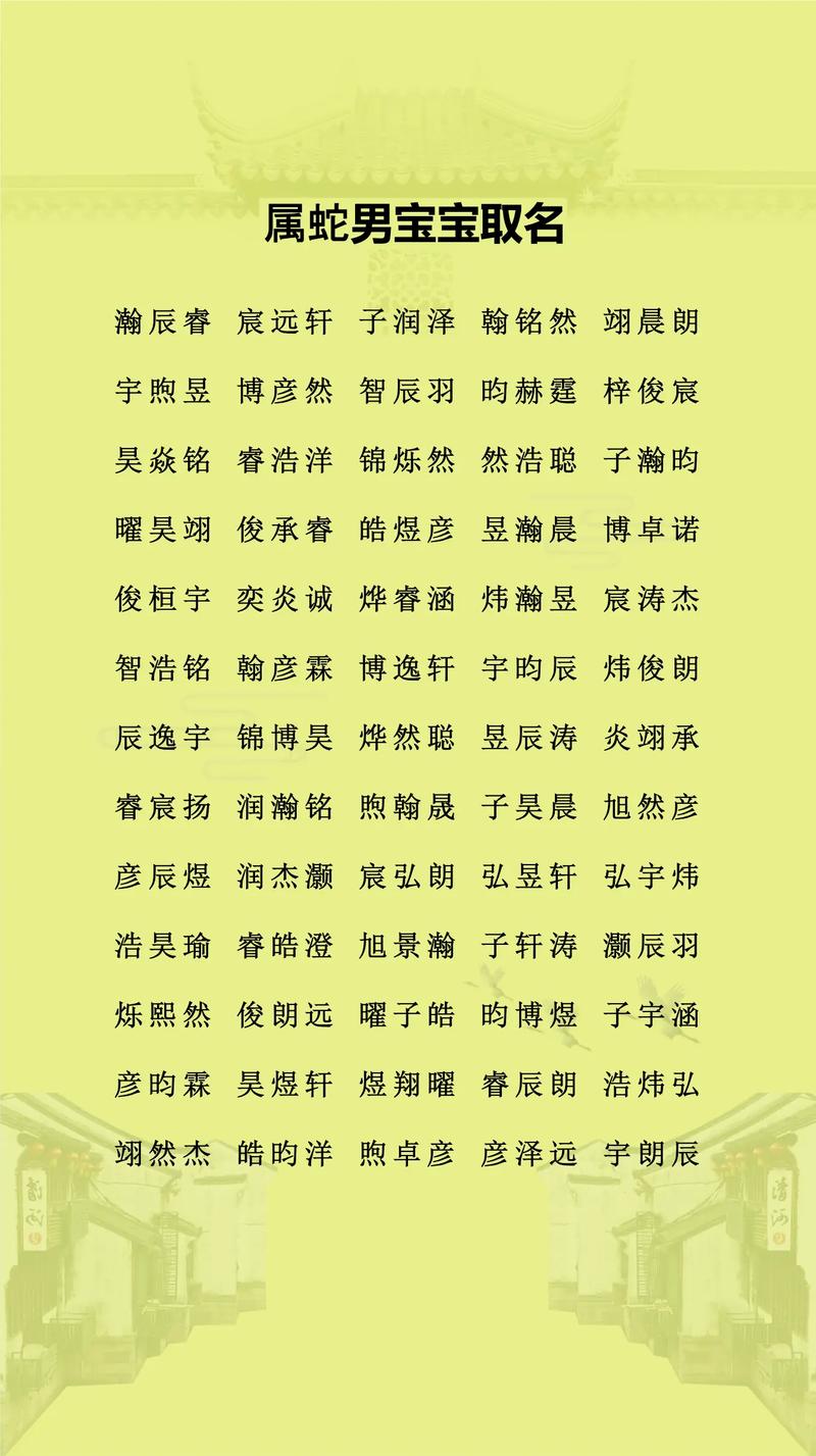 属蛇男孩取什么名字嫩得100分呢？