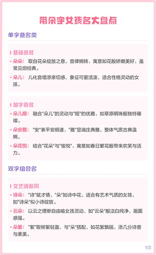朵字搭配的女孩名字有哪些，朵后面加什么字好听呢？