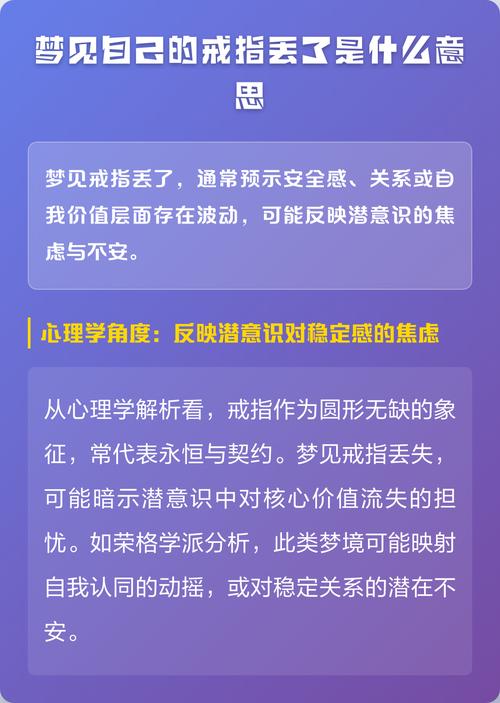 梦见戒指丢失又找回预示着什么含义？