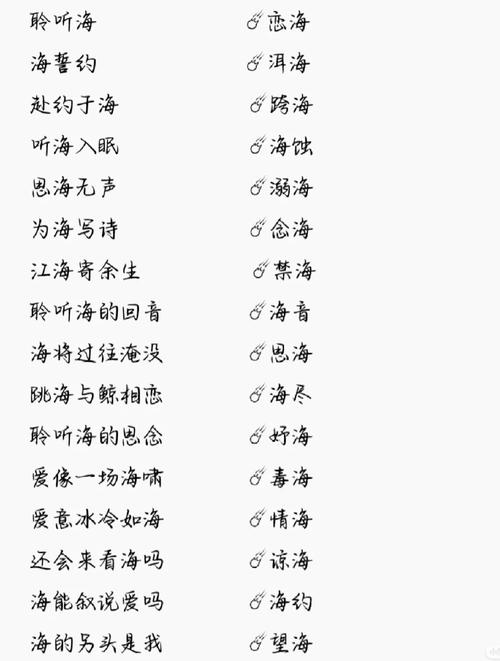 含有‘海’的昵称可以成什么？