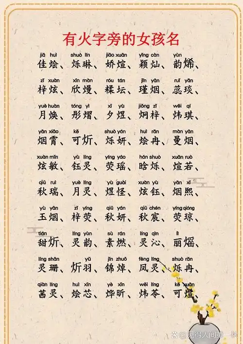 有哪些带火字旁的女孩小名或乳名？