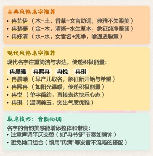 冉姓女孩取名有什么好的建议吗？三字名字好听又独特？