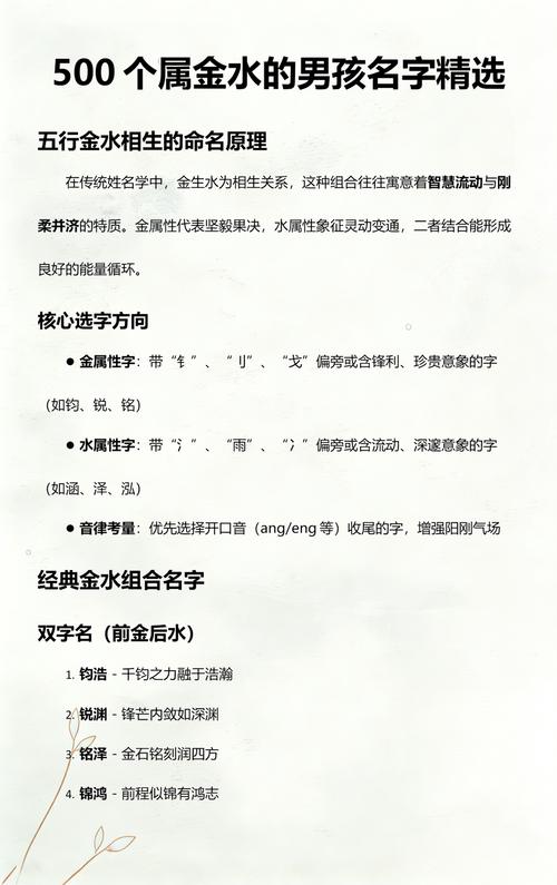 五行属金水的男孩名字有哪些推荐？