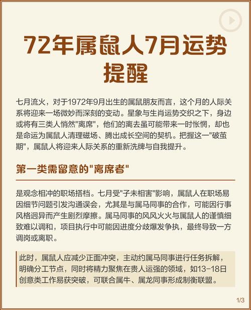 1972年属鼠的人今年每个月运势如何？