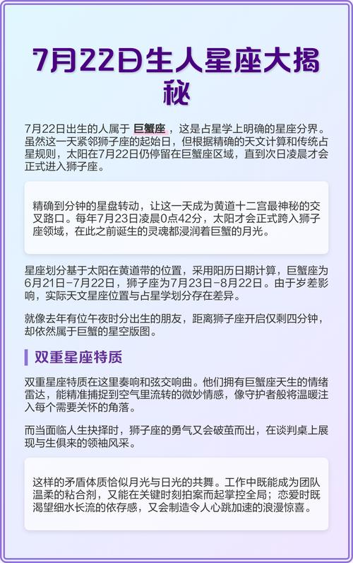 7月22日出生的人是哪个星座？