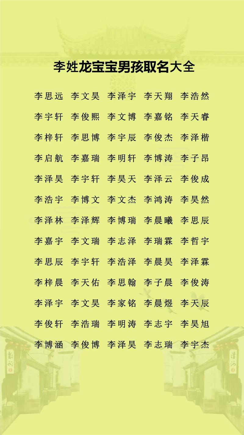 李姓属龙男孩名字大全里有没有什么好听的推荐呢？