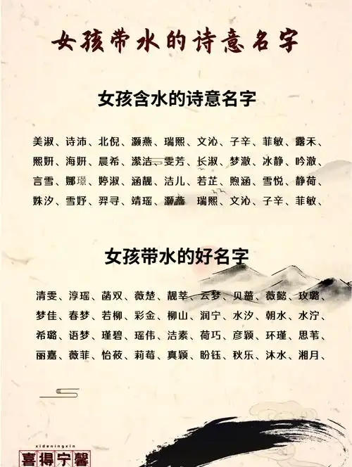 有没有三点水旁寓意好的女孩名字，可依带有女孩的温柔与纯净之美？