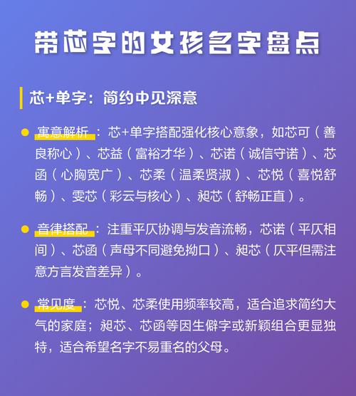 有哪些洋气又寓意好的女孩名字中带有芯字？