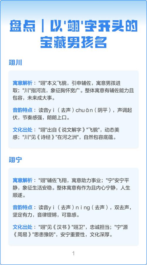 有哪些带翊字寓意好且洋气的男孩名字推荐？