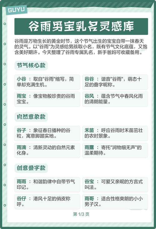 谷雨生的宝宝叫什么小名比较好呢？