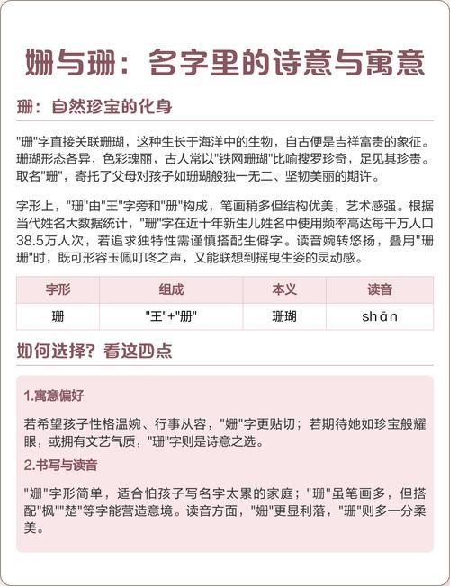 女孩子取名珊和姗，哪个名字的寓意更美好？
