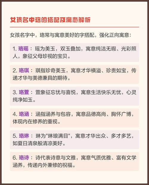 有哪些带珞字寓意美好的女孩子名字推荐？