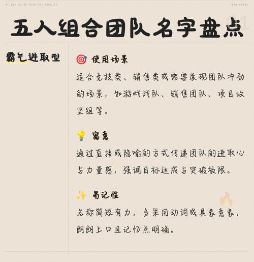 五人组合的团队名字叫什么？有没有什么特别的命名方式？