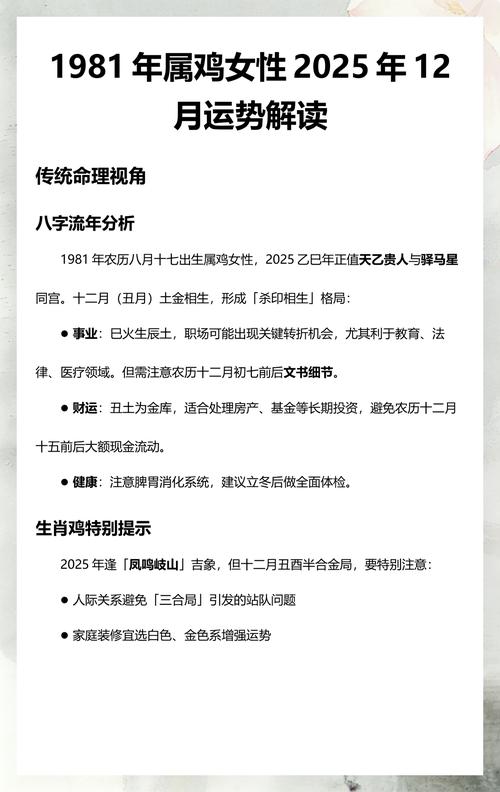 1981年属鸡的人12月份运势怎么样？