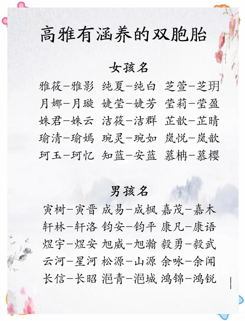 有哪些既漂亮又有涵养的名字适合给双胞胎女儿取？