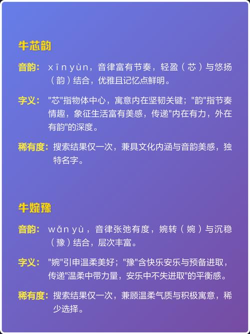 有哪些女生名字姓牛好听？