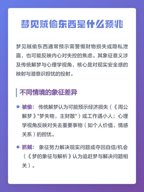 梦见被盗预示着什么征兆或含义？