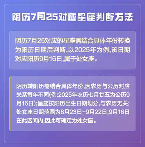 农历七月二十五号是哪个星座的日期？