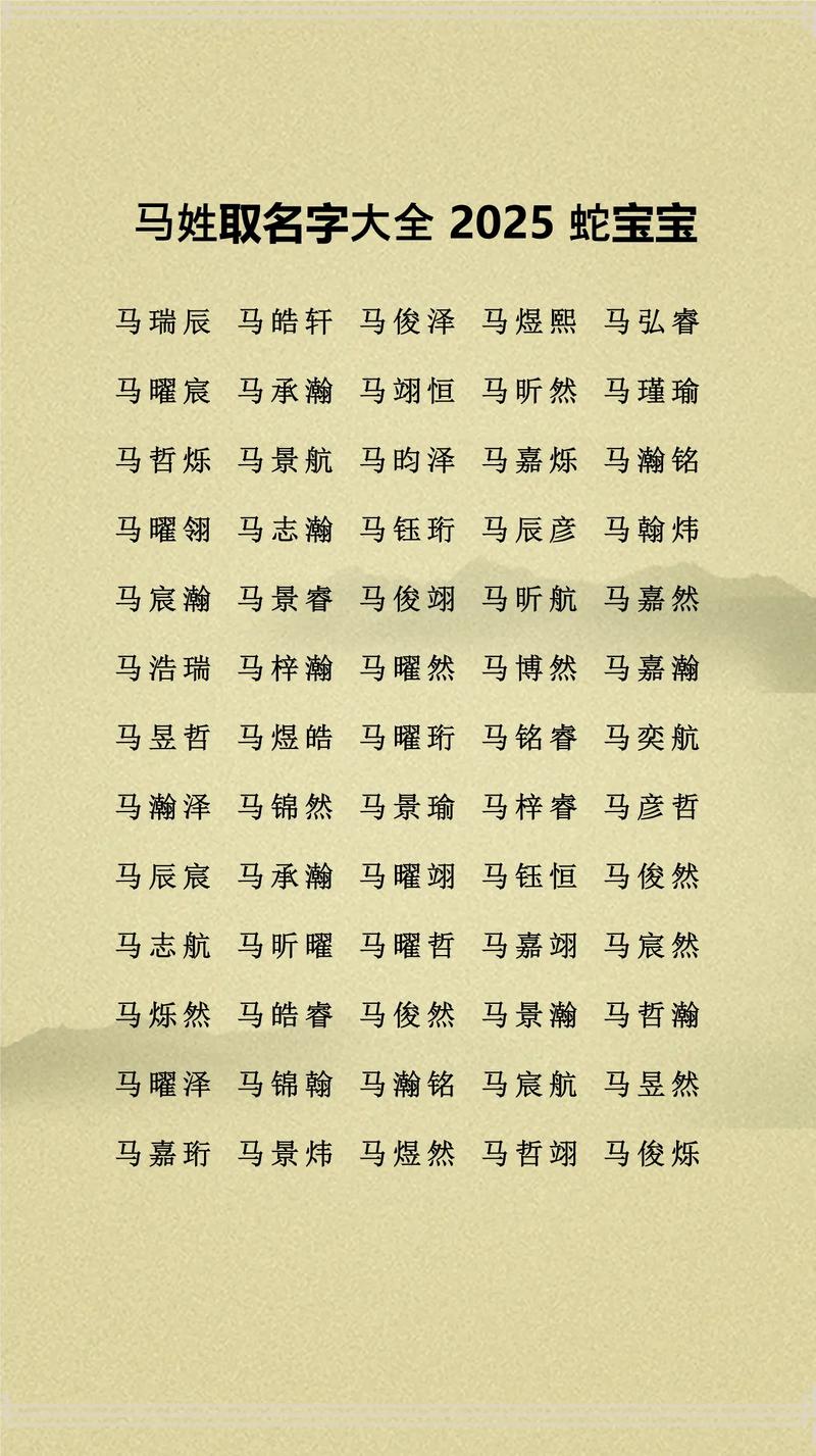 有没有什么马姓男孩名字既有意境又好听，还富有寓意呢？