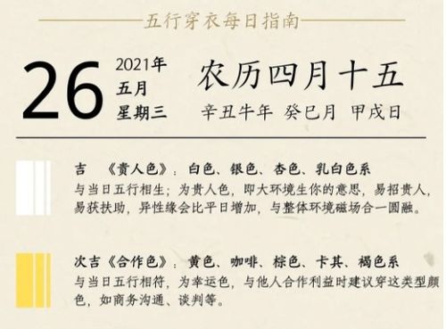 8月26日和9月16日分别适合穿什么五行颜色的衣服？
