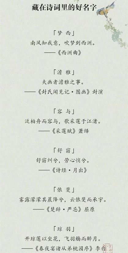 经典诗词中的好名字