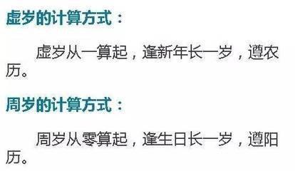 虚岁和周岁的差别