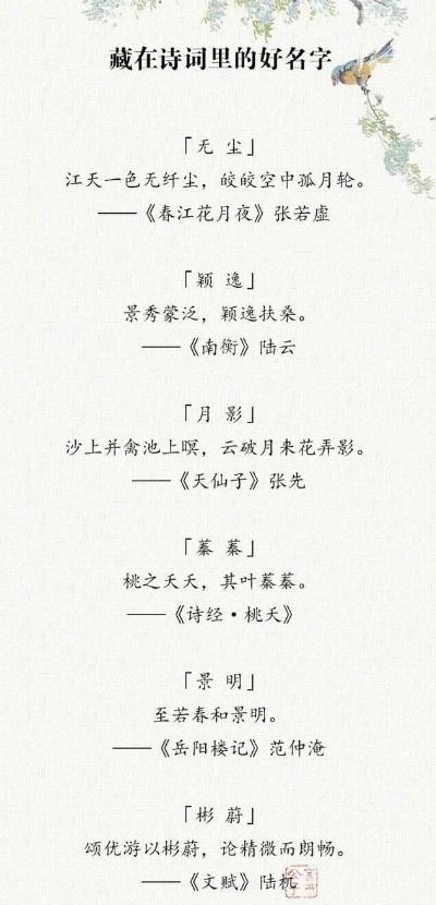 融合《诗经》和《楚辞》的起名建议