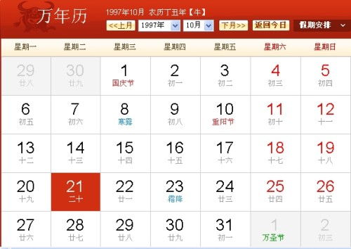 农历九七年出生的人是什么命？九七年农历九月十七是什么星座？