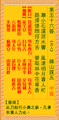 观音灵签第五十六签和城隍庙灵签第五十六签的典故分别是什么？