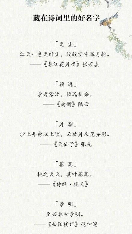 三、 从古诗词里偷灵感——顺手牵羊式取名法⚡️⚡️⚡️