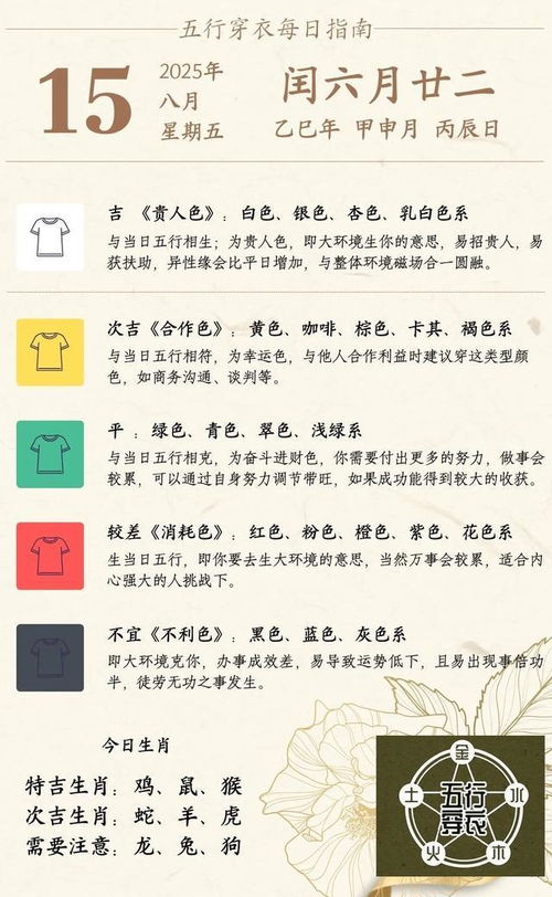 五行穿衣每日指南，今天我应该穿什么五行色？