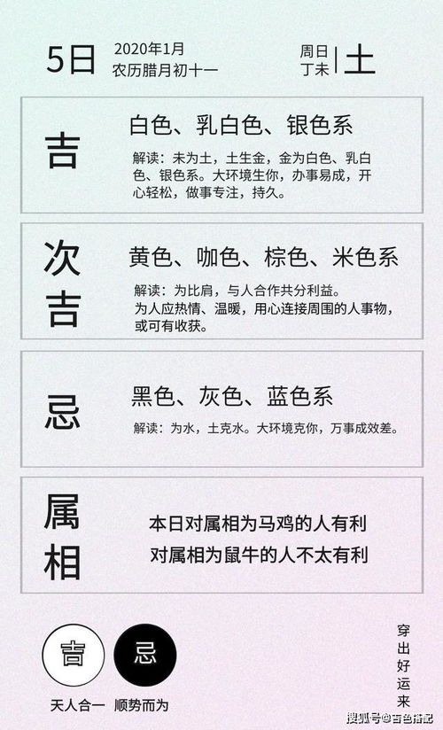 1月5日五行穿衣搭配建议是怎样的？