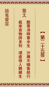 请详细解释无量祖师灵签二十五签和二十八签的具体含义？