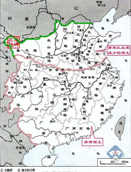 北宋的北面和南面,南宋北向的风水布局
